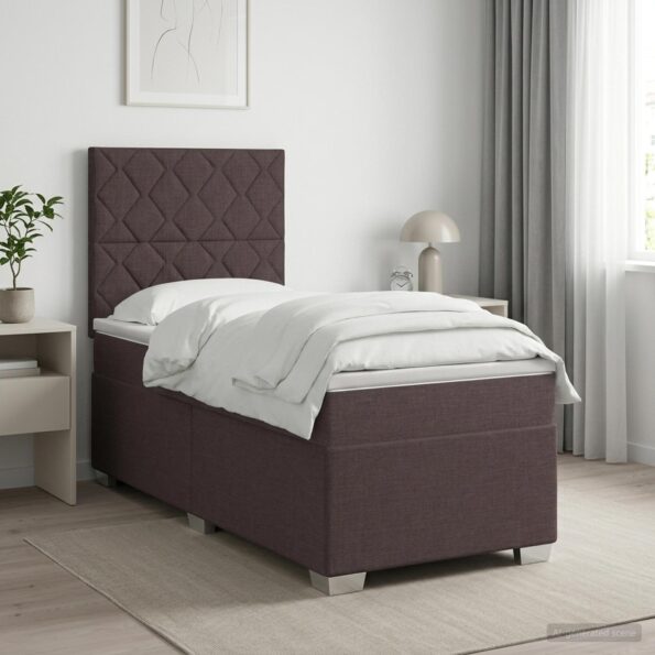 vidaXL Posteľ boxspring s matracom Tmavohnedá 90 x 200 cm Látka – Obrázok 4