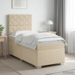 vidaXL Posteľ boxspring s matracom Krémová 90 x 200 cm Látka