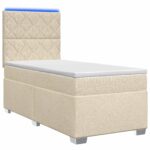 vidaXL Posteľ boxspring s matracom Krémová 90 x 200 cm Látka – Obrázok 2