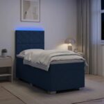 vidaXL Posteľ boxspring s matracom Modrá 90 x 200 cm Látka