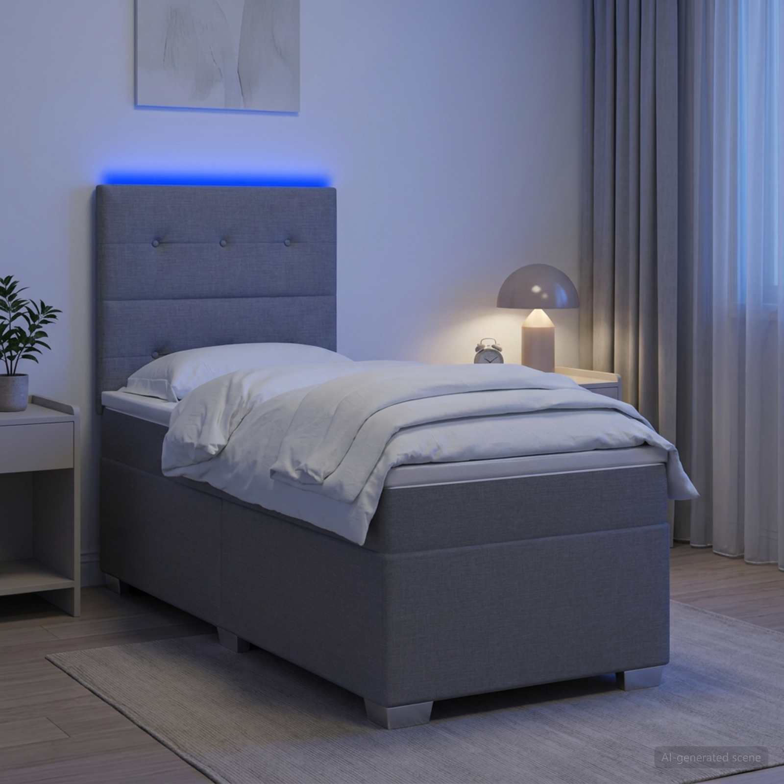 3454803_1.jpg vidaXL Posteľ boxspring s matracom Svetlosivá 100 x 200 cm Látka – Obrázok 1