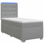 vidaXL Posteľ boxspring s matracom Svetlosivá 100 x 200 cm Látka – Obrázok 2
