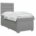 vidaXL Posteľ boxspring s matracom Svetlosivá 100 x 200 cm Látka – Obrázok 3
