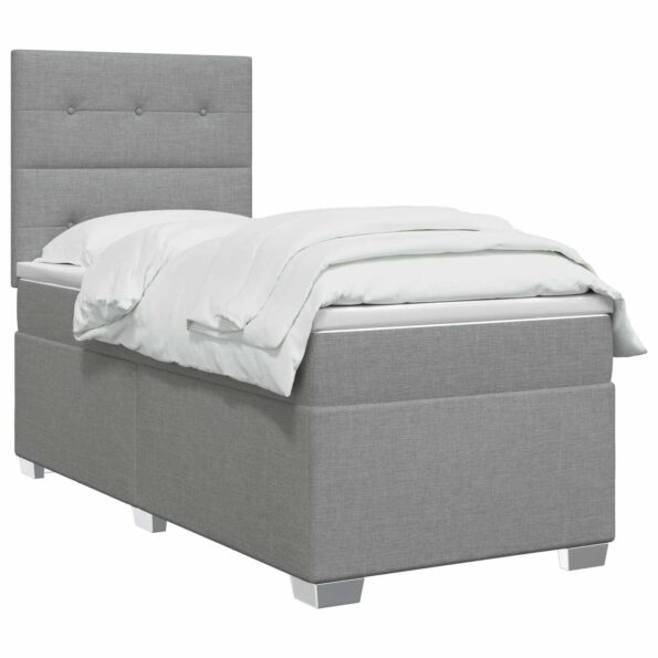 vidaXL Posteľ boxspring s matracom Svetlosivá 100 x 200 cm Látka – Obrázok 3