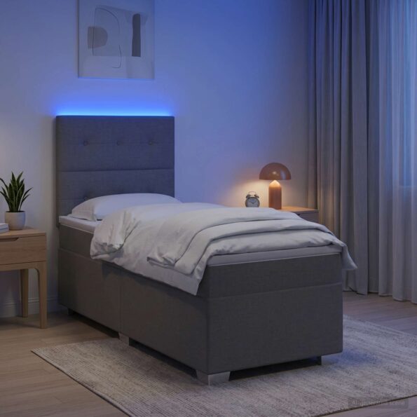 vidaXL Posteľ boxspring s matracom Svetlosivá 100 x 200 cm Látka – Obrázok 4