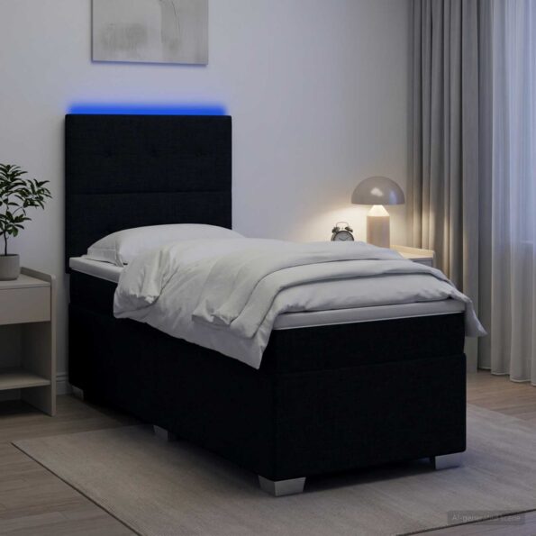 vidaXL Posteľ boxspring s matracom Čierna 100 x 200 cm Látka – Obrázok 4