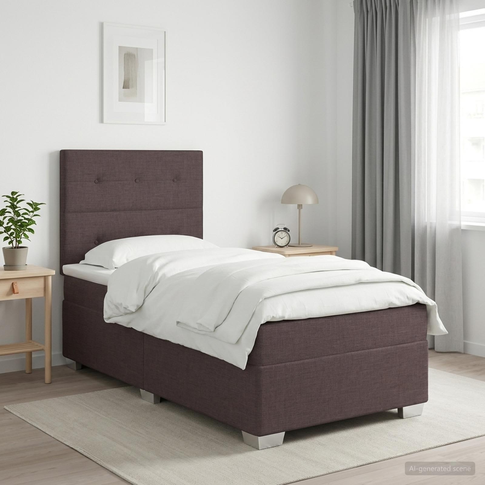 3454806_1.jpg vidaXL Posteľ boxspring s matracom Tmavohnedá 100 x 200 cm Látka – Obrázok 1