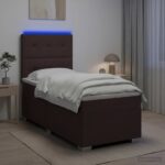 vidaXL Posteľ boxspring s matracom Tmavohnedá 100 x 200 cm Látka – Obrázok 4