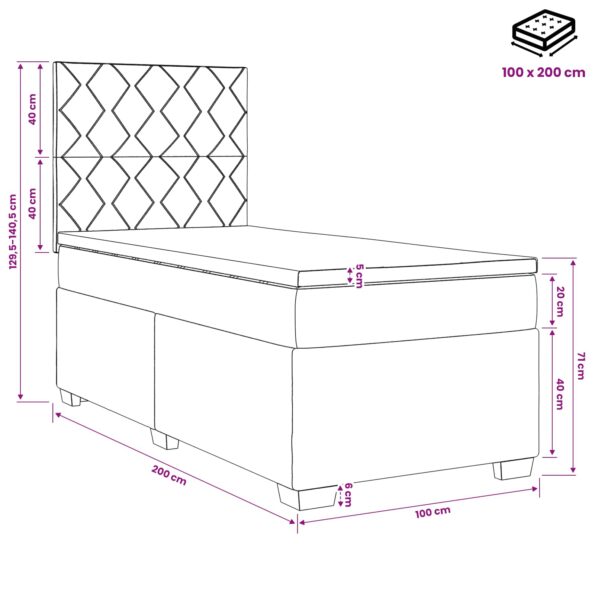 vidaXL Posteľ boxspring s matracom Sivohnedá 100 x 200 cm Látka – Obrázok 13