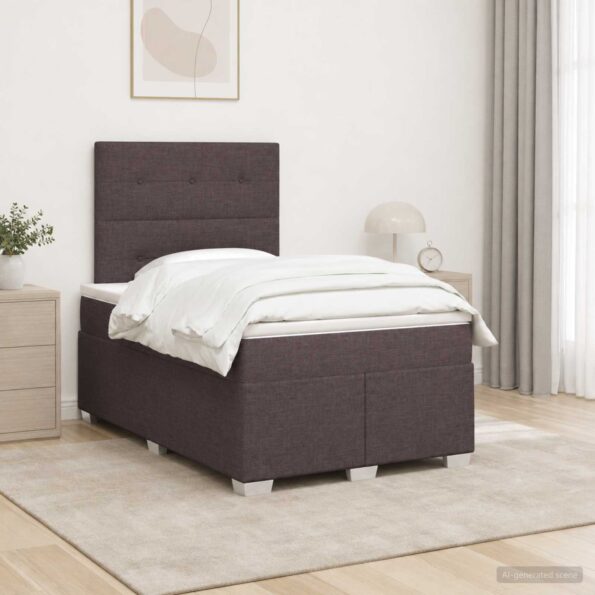 vidaXL Posteľ boxspring s matracom Tmavohnedá 120 x 190 cm Látka – Obrázok 4