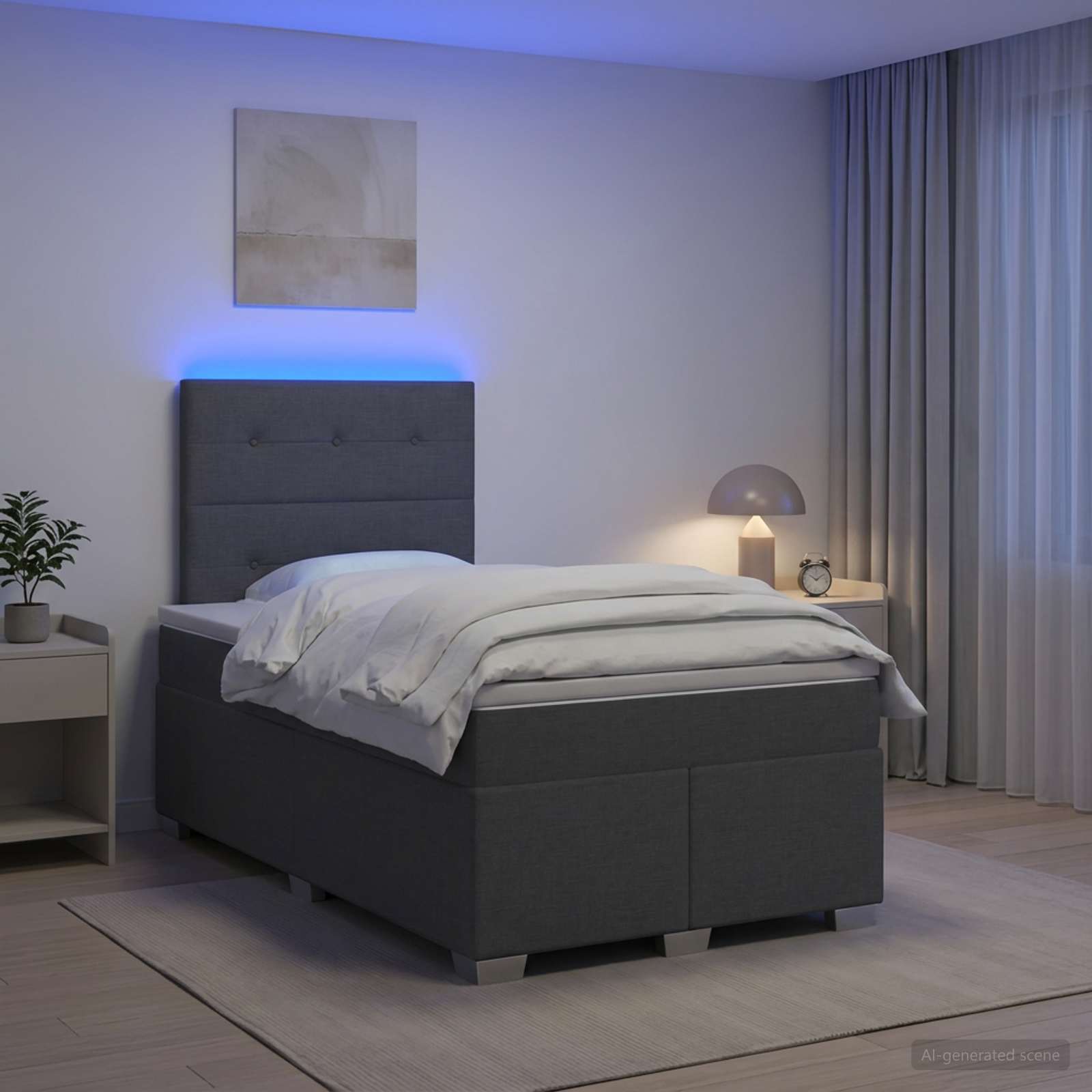 3454846_1.jpg vidaXL Posteľ boxspring s matracom Tmavosivá 120 x 200 cm Látka – Obrázok 1
