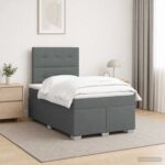 vidaXL Posteľ boxspring s matracom Tmavosivá 120 x 200 cm Látka – Obrázok 4