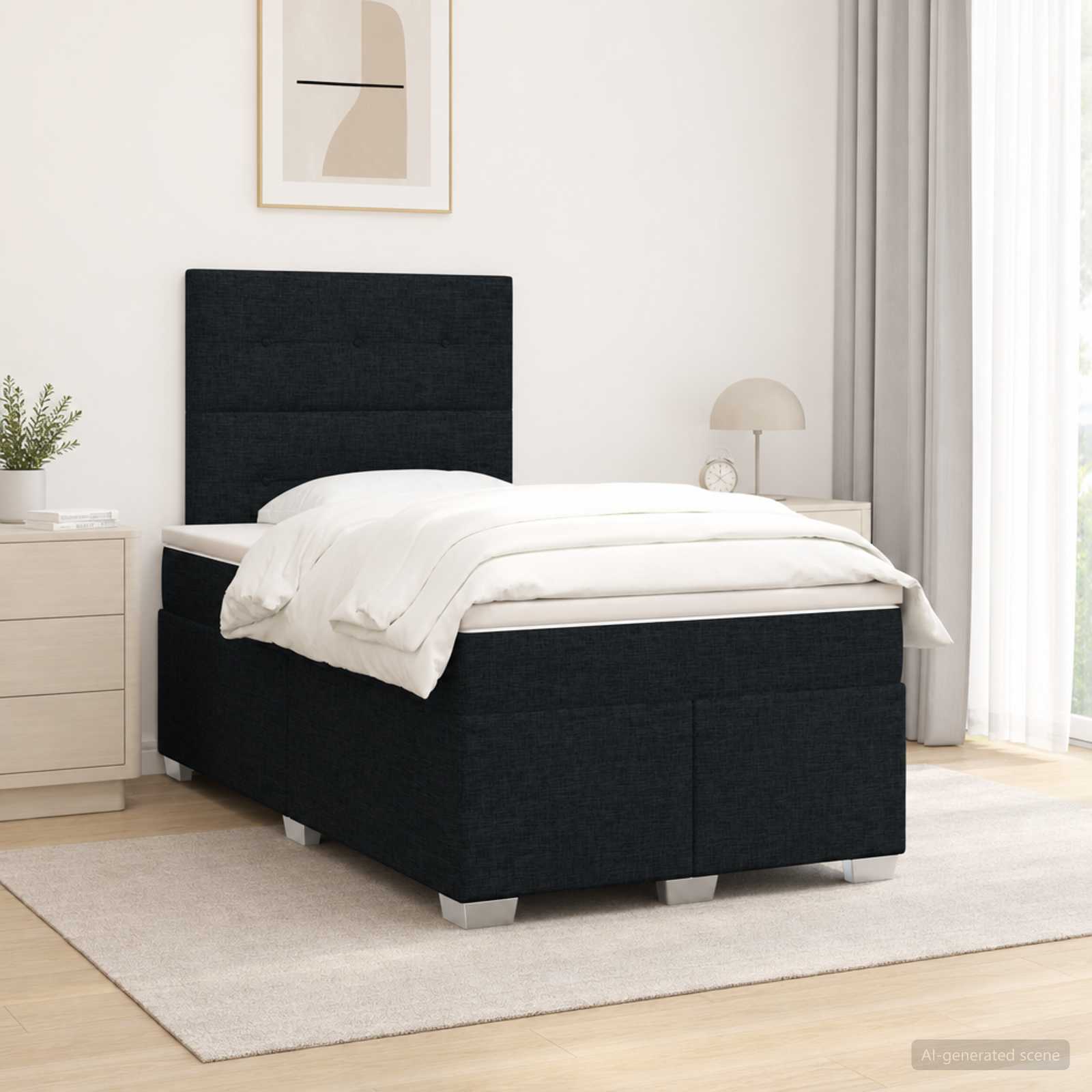 3454847_1.jpg vidaXL Posteľ boxspring s matracom Čierna 120 x 200 cm Látka – Obrázok 1