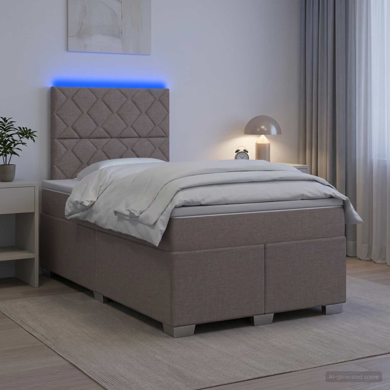 3454856_1.jpg vidaXL Posteľ boxspring s matracom Sivohnedá 120 x 200 cm Látka – Obrázok 1