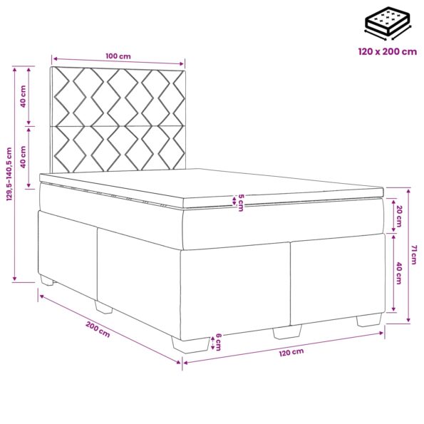 vidaXL Posteľ boxspring s matracom Sivohnedá 120 x 200 cm Látka – Obrázok 13