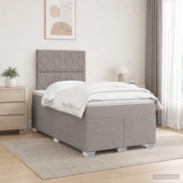 vidaXL Posteľ boxspring s matracom Sivohnedá 120 x 200 cm Látka – Obrázok 4
