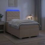 vidaXL Posteľ boxspring s matracom Krémová 120 x 200 cm Látka