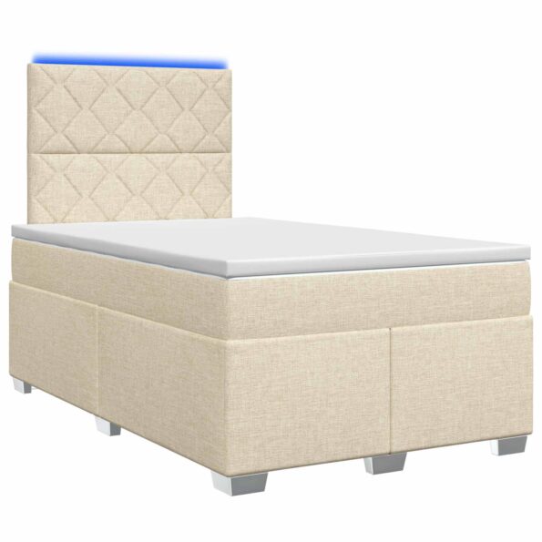vidaXL Posteľ boxspring s matracom Krémová 120 x 200 cm Látka – Obrázok 2