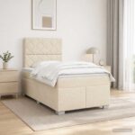 vidaXL Posteľ boxspring s matracom Krémová 120 x 200 cm Látka – Obrázok 4