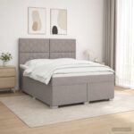 vidaXL Posteľ boxspring s matracom Sivohnedá 140 x 190 cm Látka