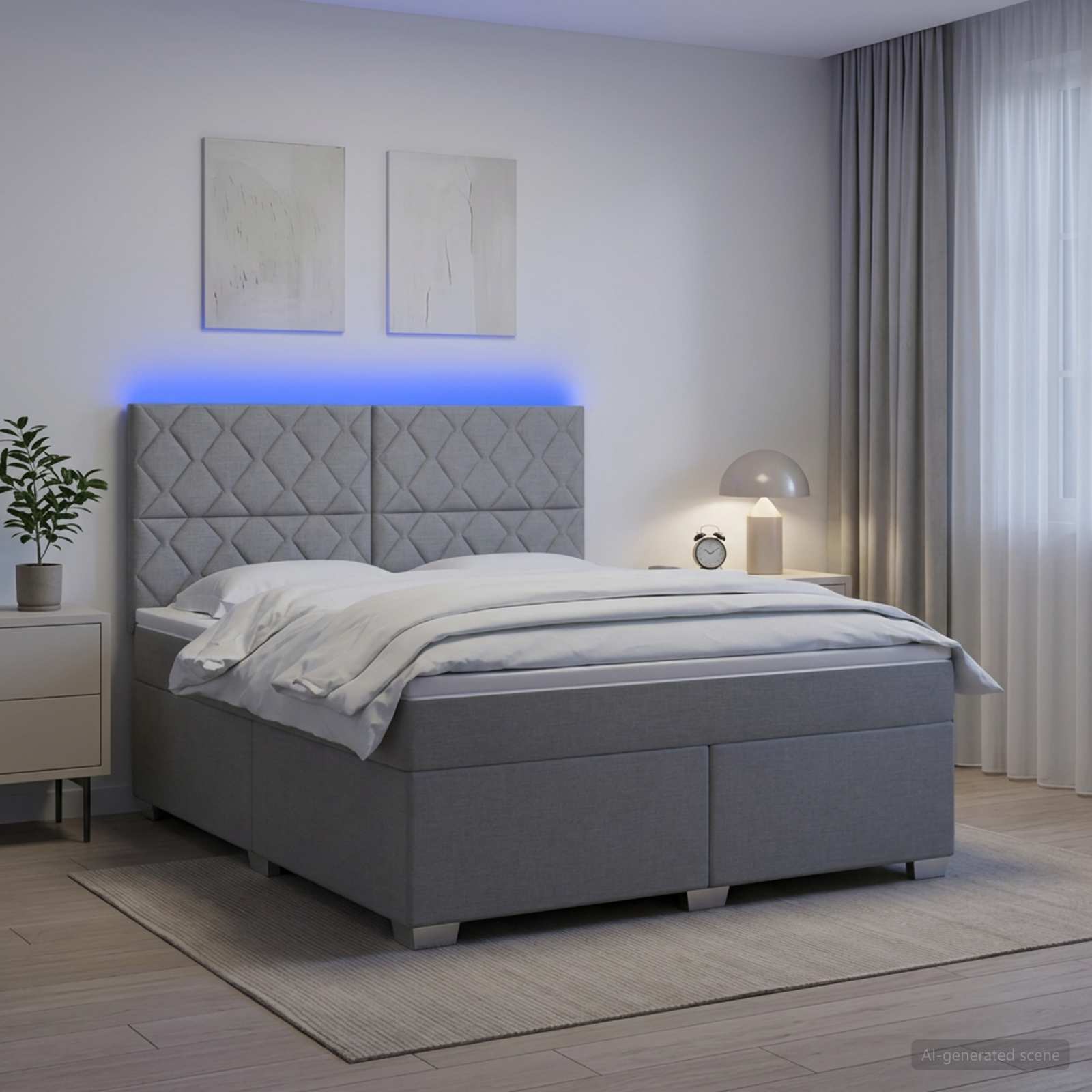 3454894_1.jpg vidaXL Posteľ boxspring s matracom Svetlosivá 140 x 200 cm Látka – Obrázok 1