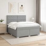 vidaXL Posteľ boxspring s matracom Svetlosivá 140 x 200 cm Látka – Obrázok 4