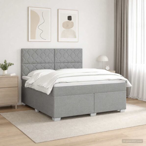 vidaXL Posteľ boxspring s matracom Svetlosivá 140 x 200 cm Látka – Obrázok 4