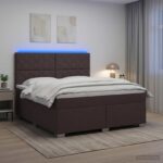 vidaXL Posteľ boxspring s matracom Tmavohnedá 160 x 200 cm Látka – Obrázok 4