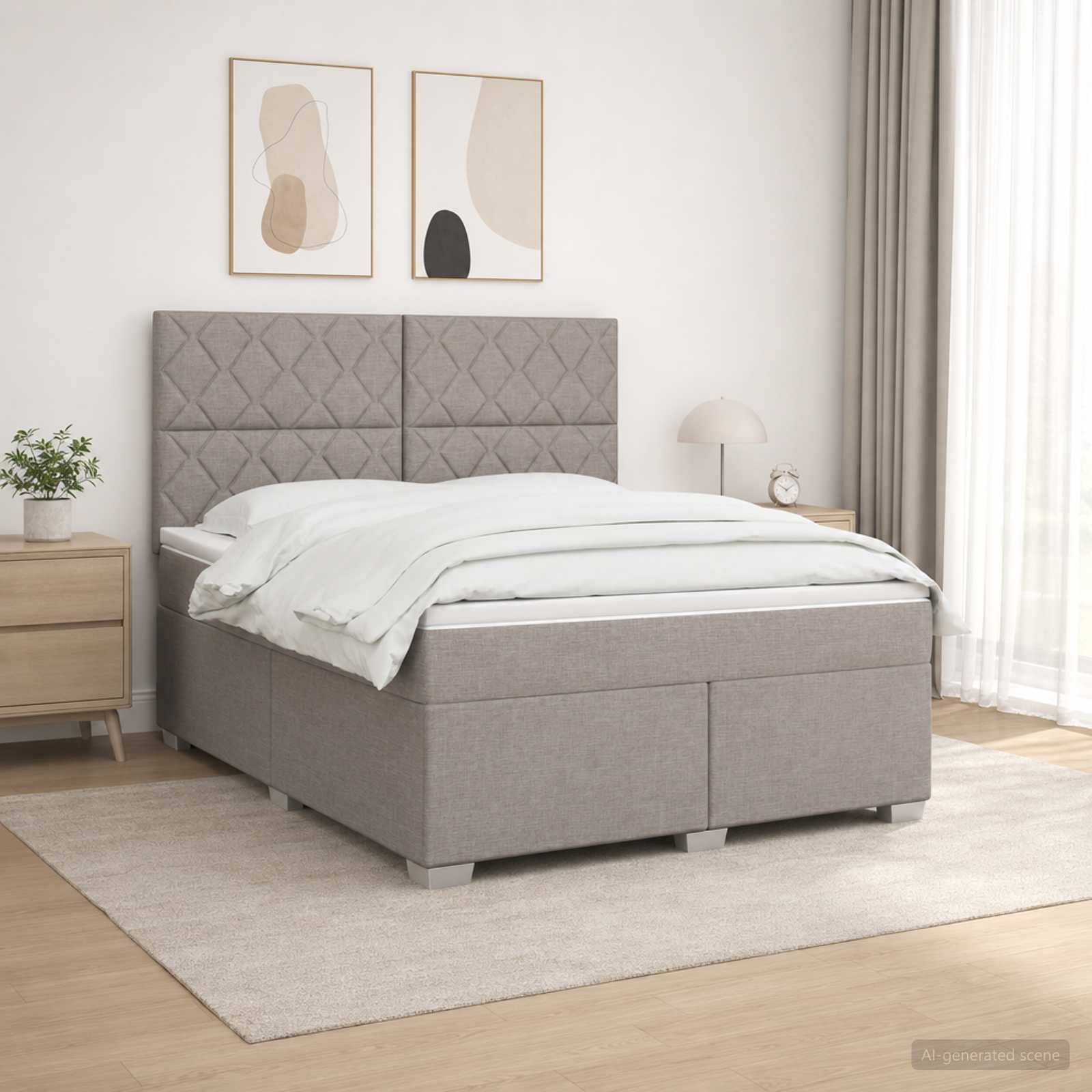 3454919_1.jpg vidaXL Posteľ boxspring s matracom Sivohnedá 160 x 200 cm Látka – Obrázok 1