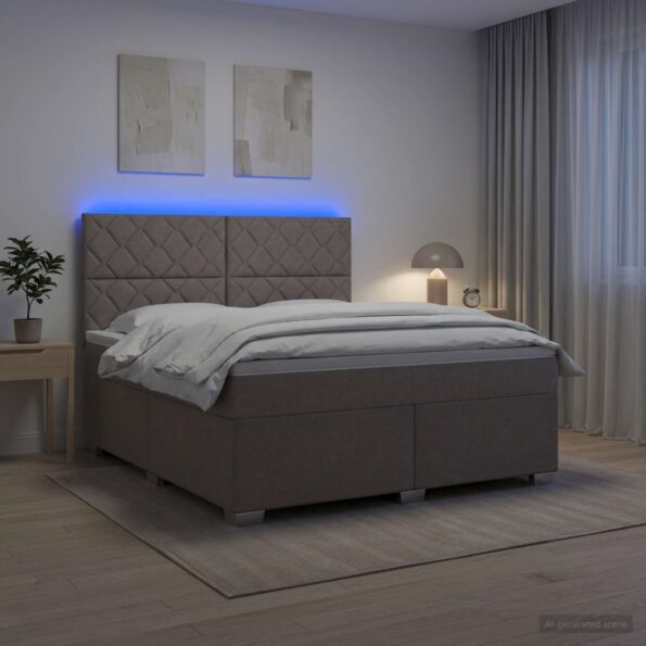 vidaXL Posteľ boxspring s matracom Sivohnedá 160 x 200 cm Látka – Obrázok 4
