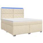 vidaXL Posteľ boxspring s matracom Krémová 160 x 200 cm Látka – Obrázok 2