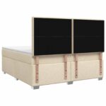 vidaXL Posteľ boxspring s matracom Krémová 160 x 200 cm Látka – Obrázok 9