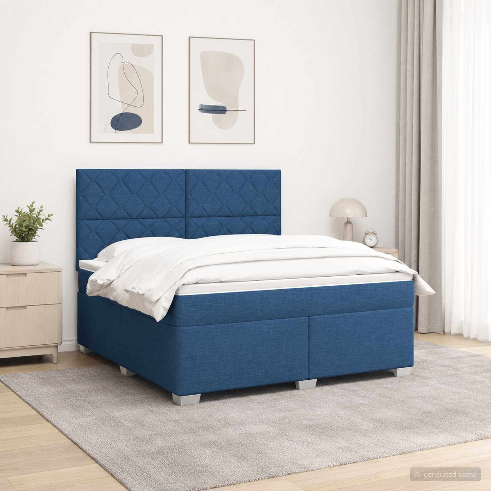 3454921_1.jpg vidaXL Posteľ boxspring s matracom Modrá 160 x 200 cm Látka – Obrázok 1