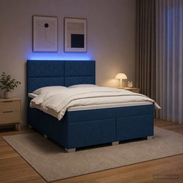vidaXL Posteľ boxspring s matracom Modrá 160 x 200 cm Látka – Obrázok 4
