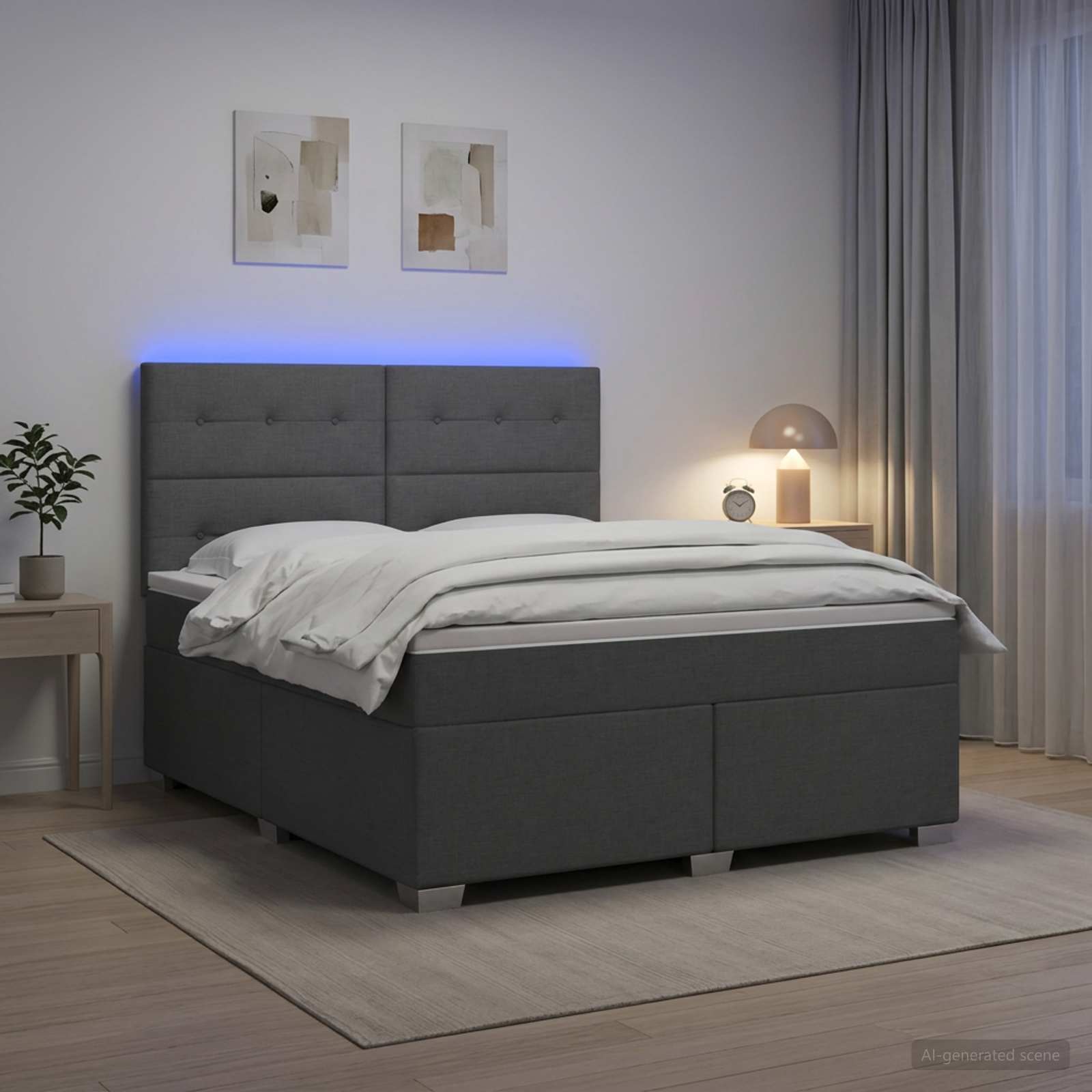 3454930_1.jpg vidaXL Posteľ boxspring s matracom Tmavosivá 180 x 200 cm Látka – Obrázok 1