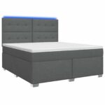 vidaXL Posteľ boxspring s matracom Tmavosivá 180 x 200 cm Látka – Obrázok 2