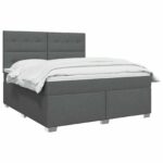 vidaXL Posteľ boxspring s matracom Tmavosivá 180 x 200 cm Látka – Obrázok 3