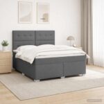 vidaXL Posteľ boxspring s matracom Tmavosivá 180 x 200 cm Látka – Obrázok 4