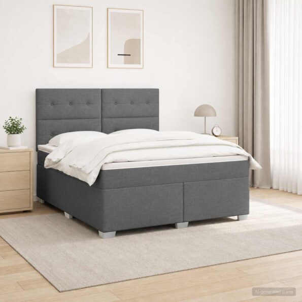 vidaXL Posteľ boxspring s matracom Tmavosivá 180 x 200 cm Látka – Obrázok 4