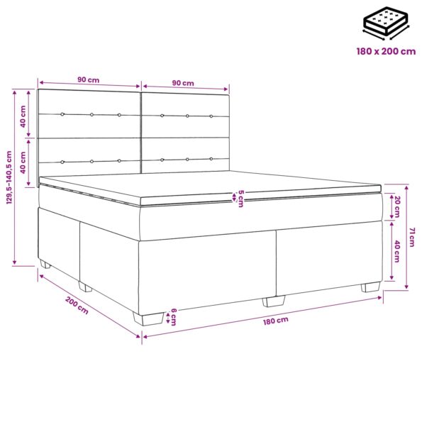 vidaXL Posteľ boxspring s matracom Modrá 180 x 200 cm Látka – Obrázok 13