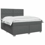 vidaXL Posteľ boxspring s matracom Tmavosivá 180 x 200 cm Látka – Obrázok 3