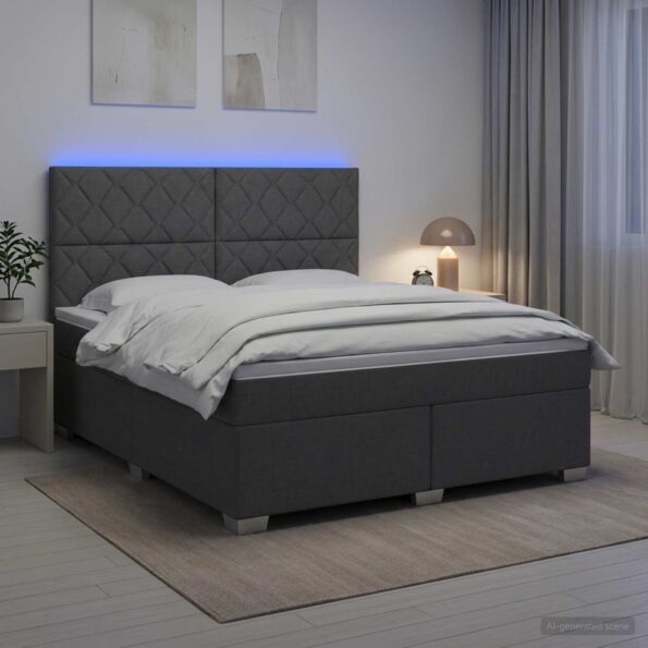 vidaXL Posteľ boxspring s matracom Tmavosivá 180 x 200 cm Látka – Obrázok 4