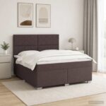 vidaXL Posteľ boxspring s matracom Tmavohnedá 180 x 200 cm Látka