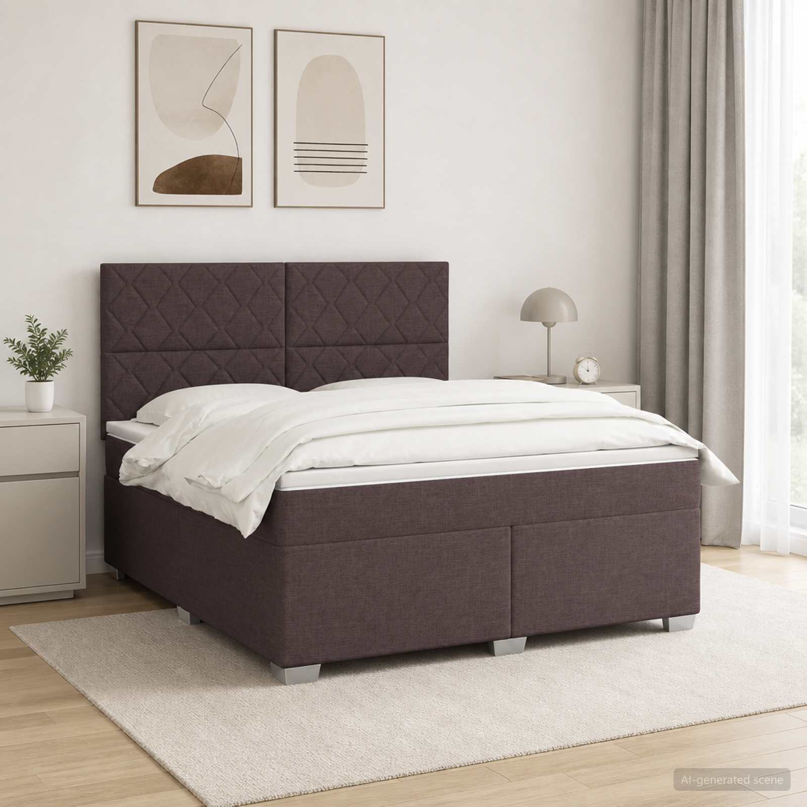 3454939_1.jpg vidaXL Posteľ boxspring s matracom Tmavohnedá 180 x 200 cm Látka – Obrázok 1