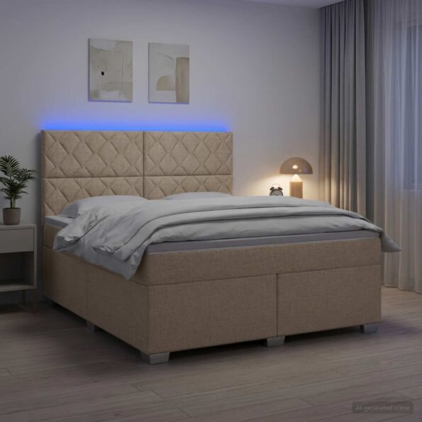 vidaXL Posteľ boxspring s matracom Krémová 180 x 200 cm Látka – Obrázok 4