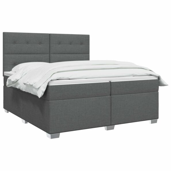 vidaXL Posteľ boxspring s matracom Tmavosivá 200 x 200 cm Látka – Obrázok 3