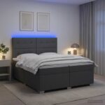 vidaXL Posteľ boxspring s matracom Tmavosivá 200 x 200 cm Látka – Obrázok 4