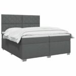 vidaXL Posteľ boxspring s matracom Tmavosivá 200 x 200 cm Látka – Obrázok 3