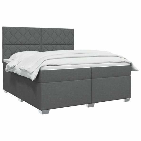 vidaXL Posteľ boxspring s matracom Tmavosivá 200 x 200 cm Látka – Obrázok 3