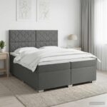 vidaXL Posteľ boxspring s matracom Tmavosivá 200 x 200 cm Látka – Obrázok 4